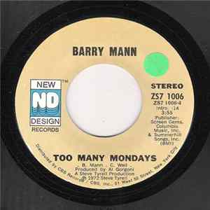 Barry Mann - Too Many Mondays / Lay It All Out FLAC