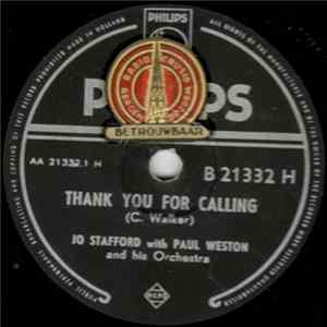 Jo Stafford With Paul Weston And His Orchestra - Thank You For Calling / Where Are You? FLAC